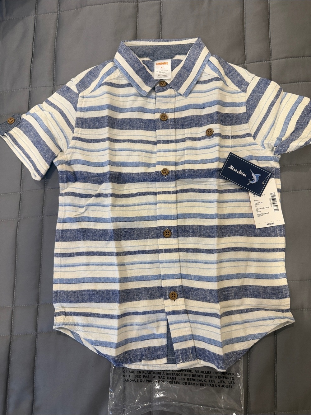Gymboree Blue and White Striped Casual Button-Down Shirt